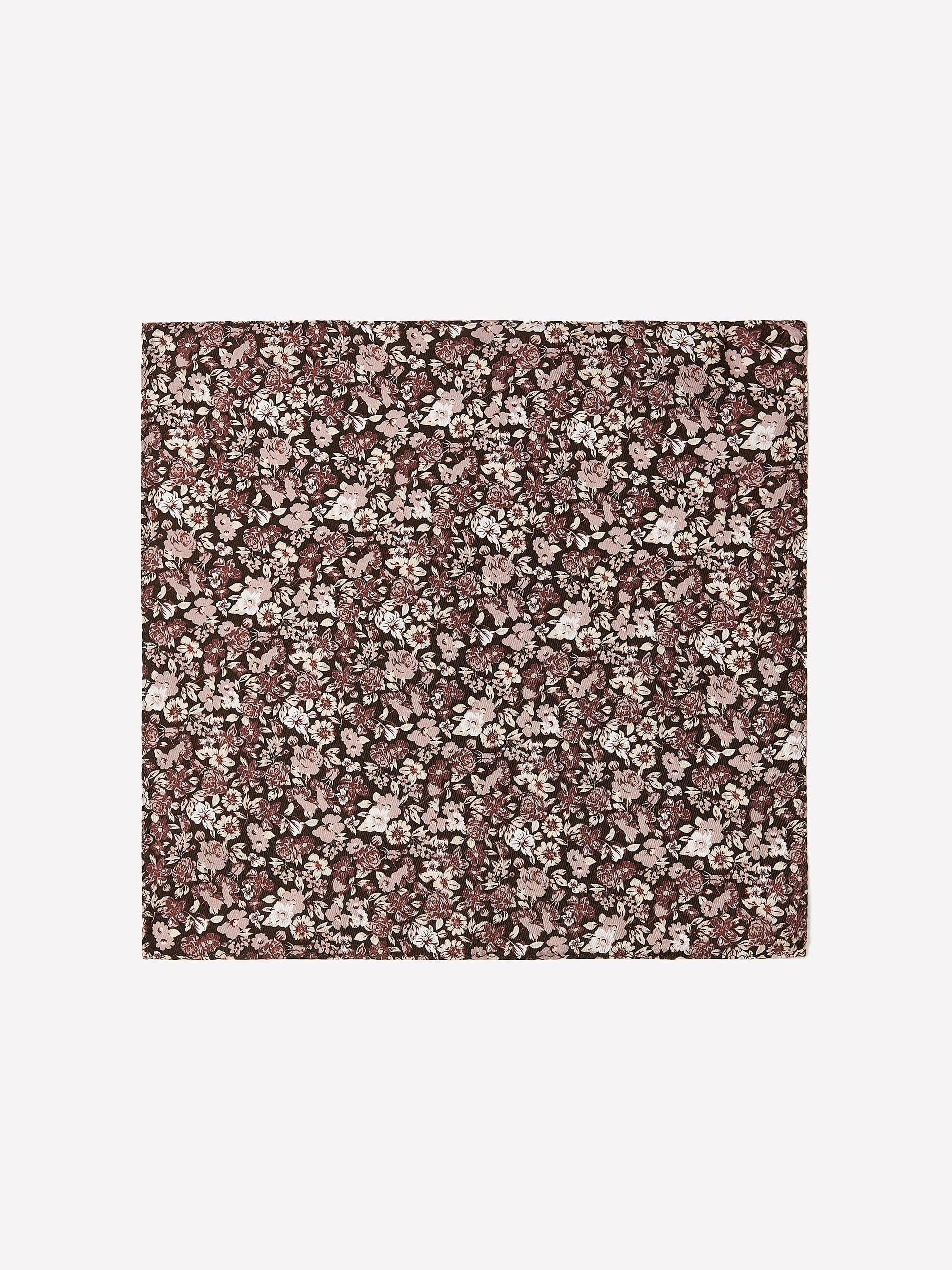 Woven Silk Pocket Square Berry Floral Print