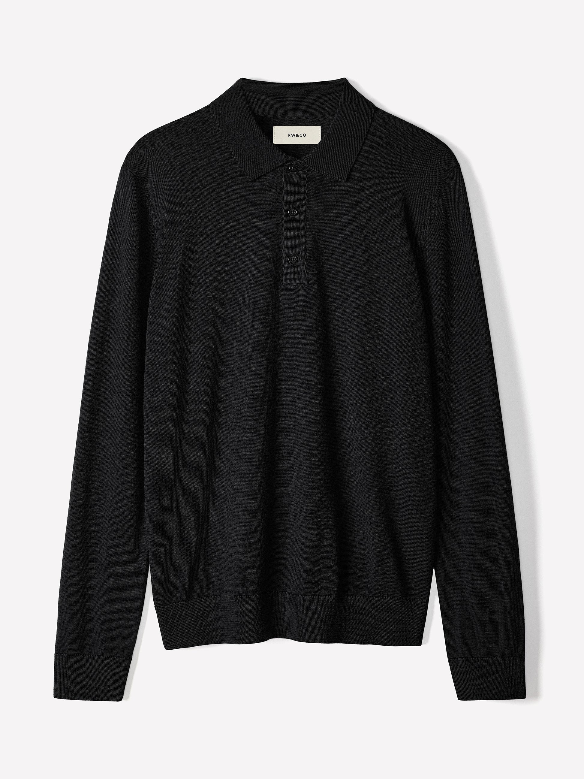 Merino Wool Knit Polo Sweater Long Sleeve