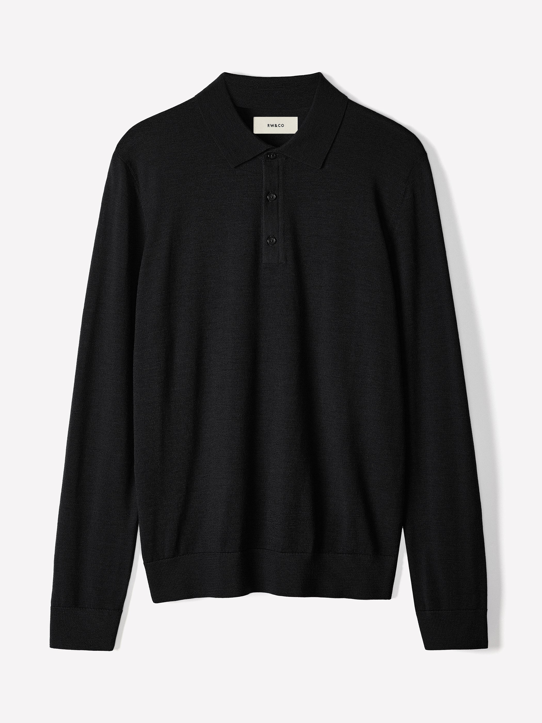 Merino Wool Knit Polo Sweater Long Sleeve