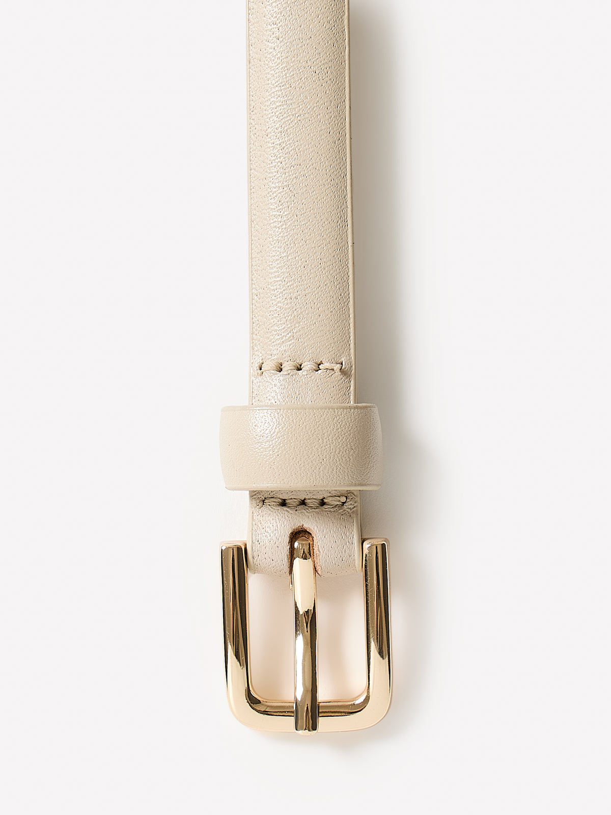 Slim Leather Belt with Square Buckle