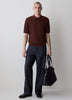 Textured Short-Sleeve Polo Sweater