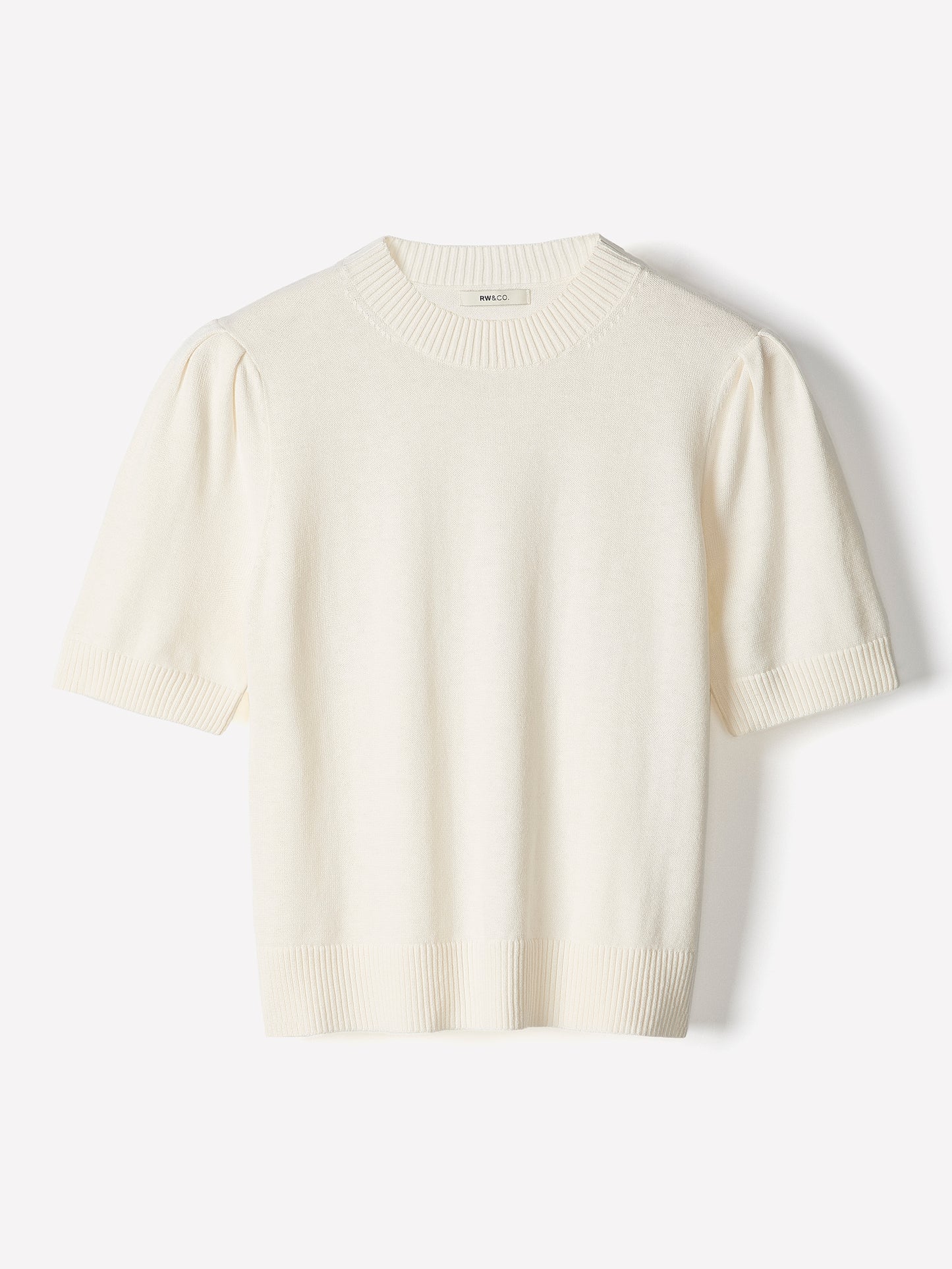 Knit Cotton Blend Crew Neck Sweater
