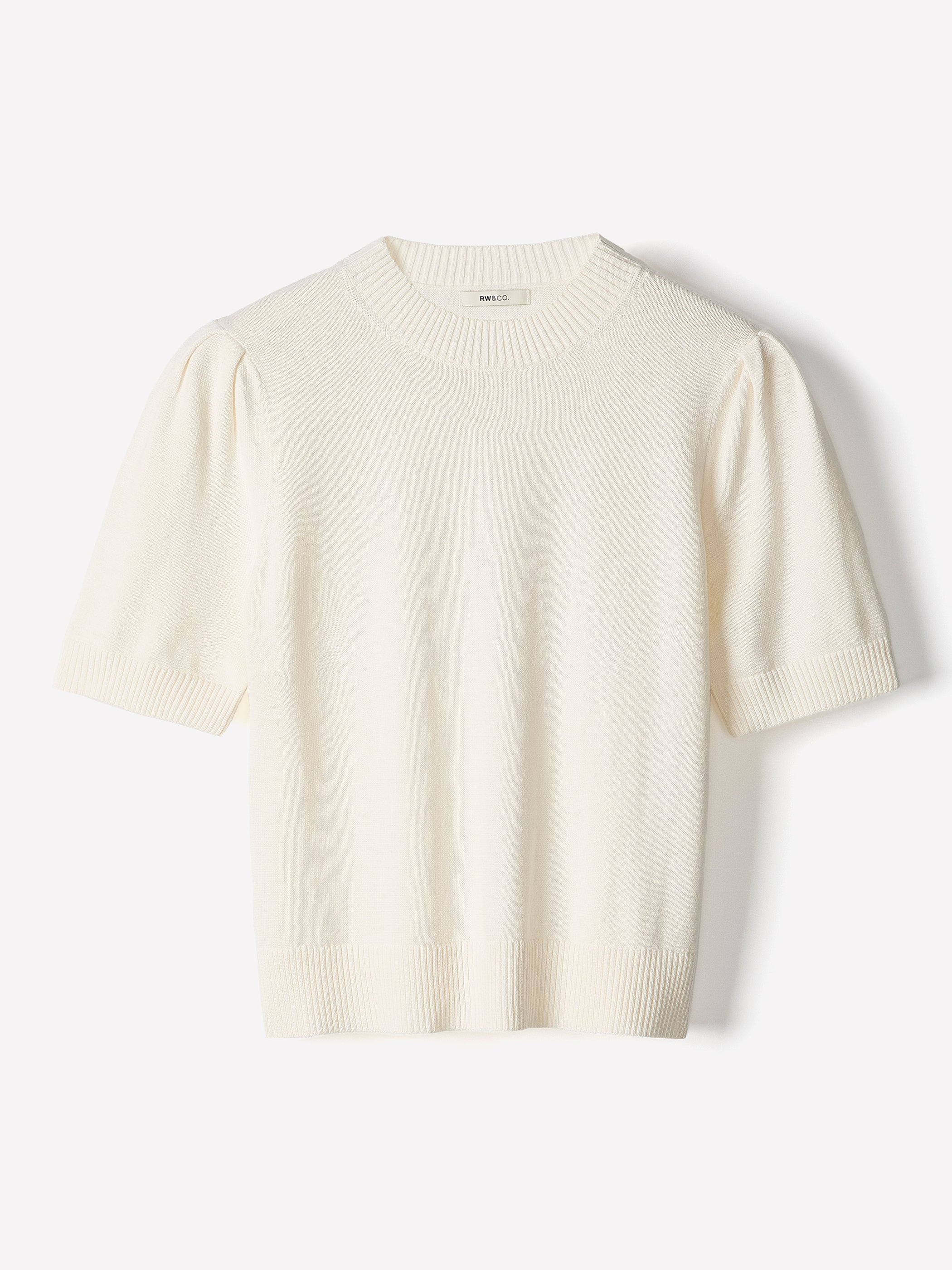 Knit Cotton Blend Crew Neck Sweater