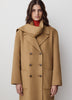 Wool Blend Double-Breasted Coat with Removable Scarf