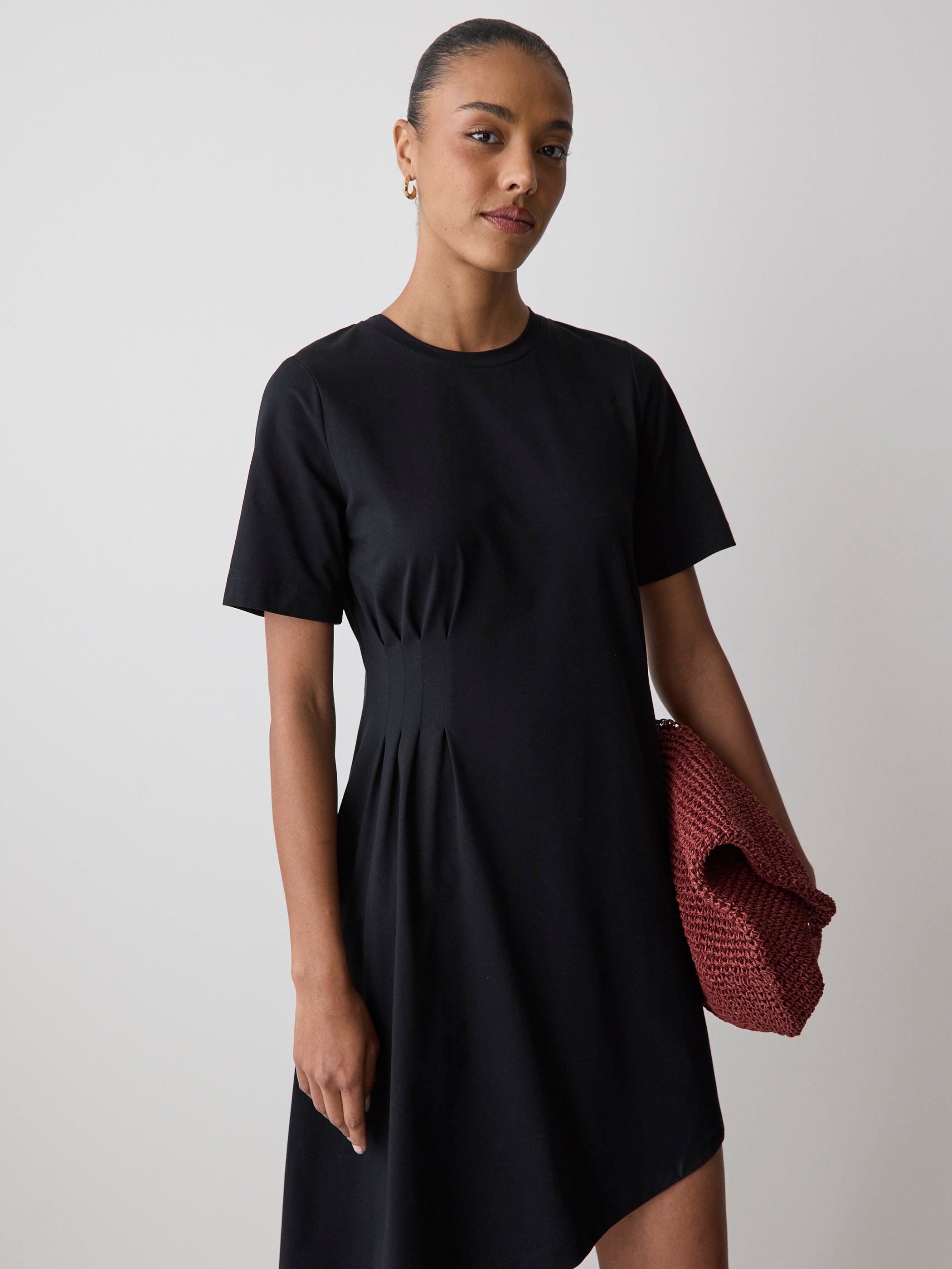 Asymmetric Cotton Jersey Knit Dress