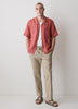 Short-Sleeve Linen Shirt with Camp Collar