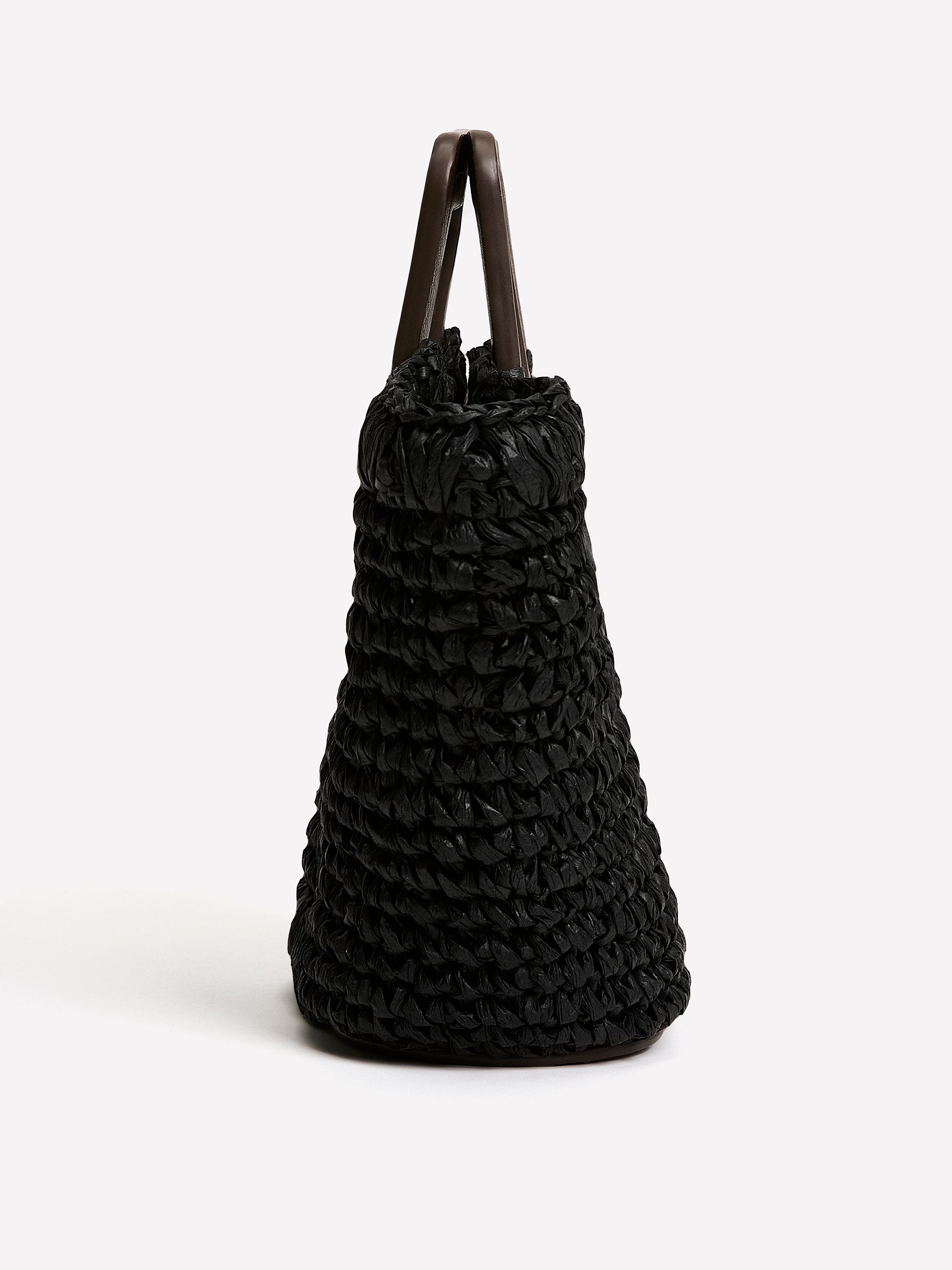 Woven Paper and PU Cutout Handle Handbag