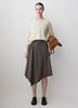 Woven Asymmetric Flare Midi Skirt in Polyester Blend