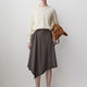 Woven Asymmetric Flare Midi Skirt in Polyester Blend