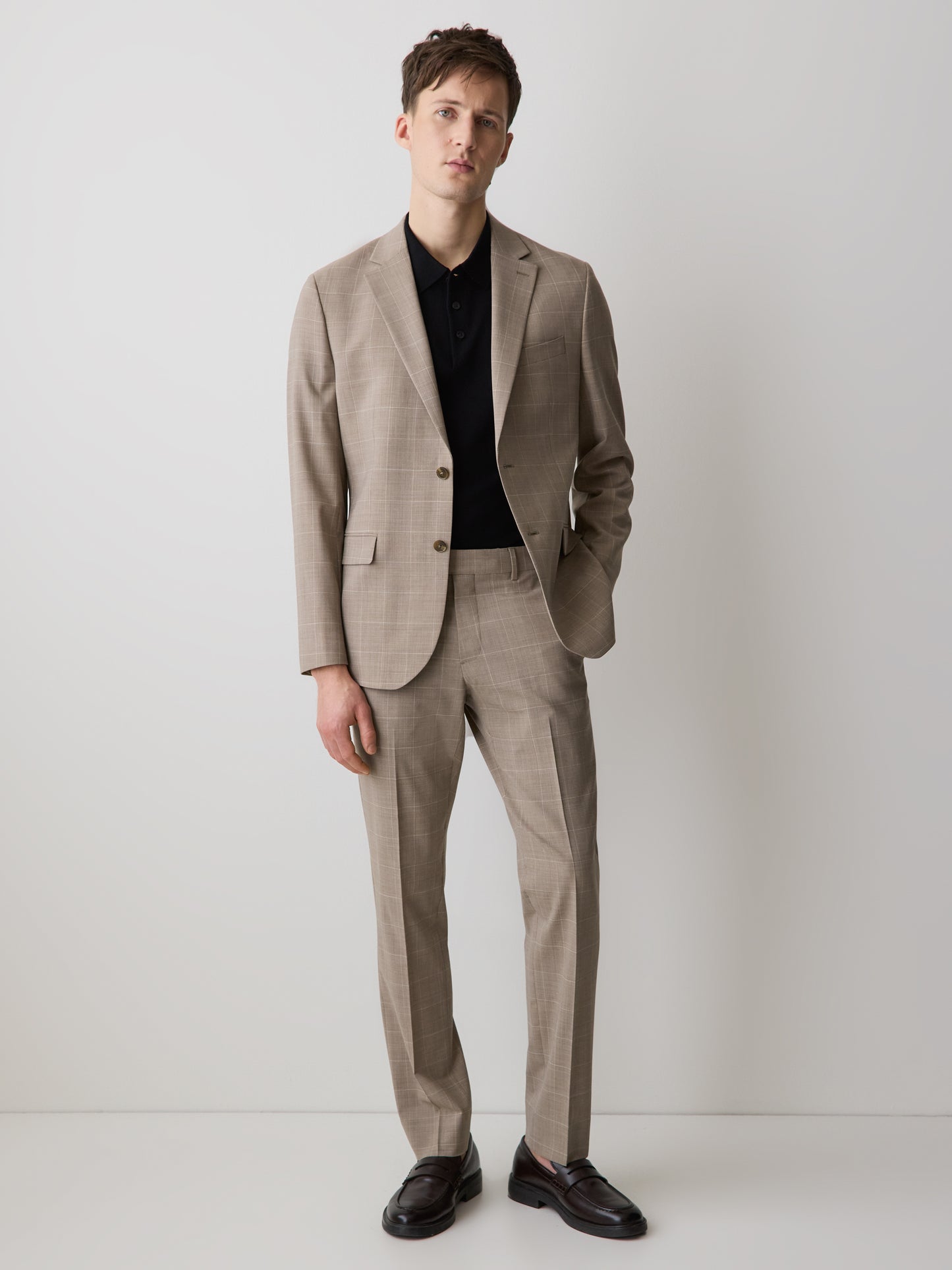 Slim Fit Wool Check Suit Blazer