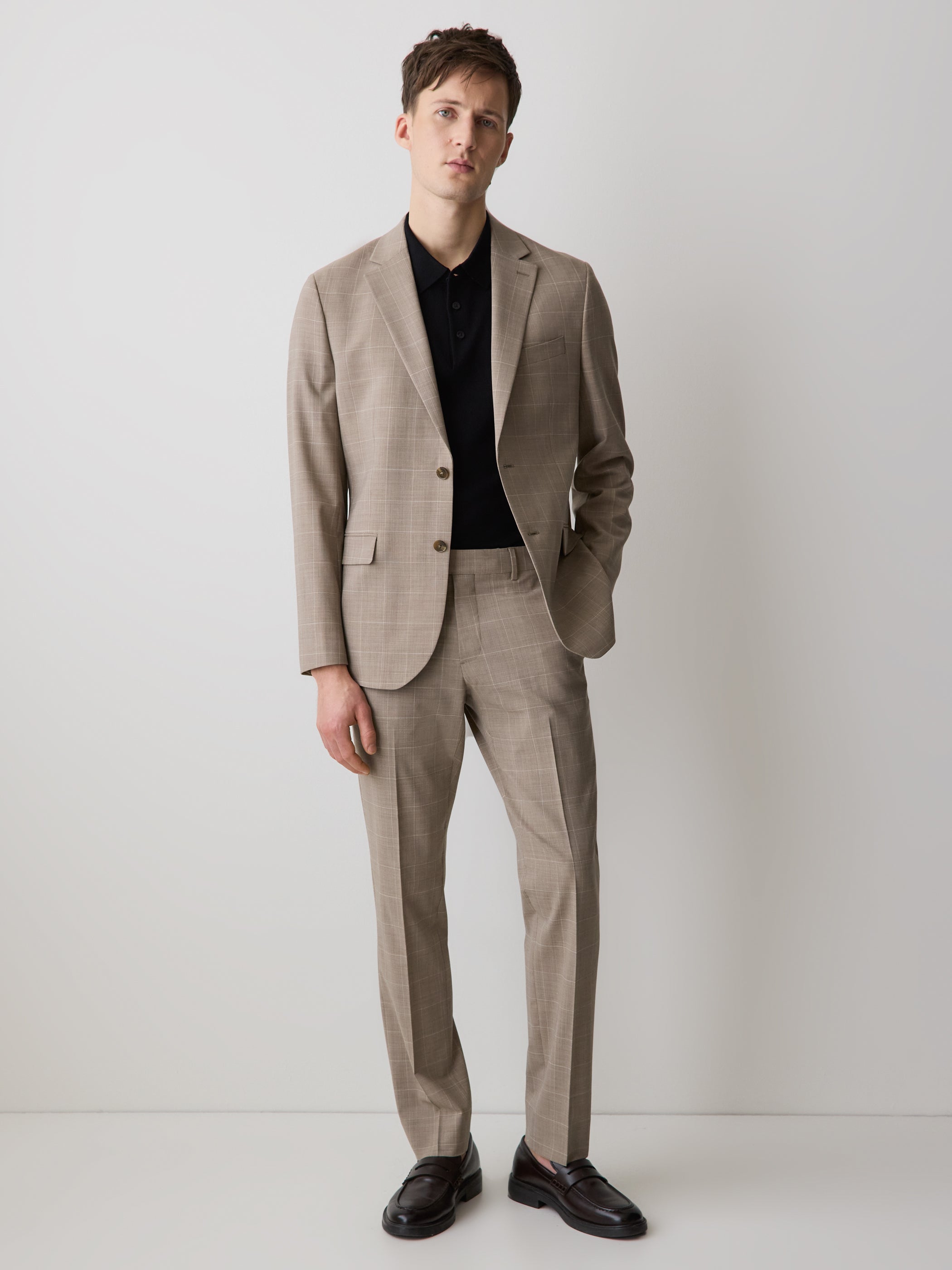 Slim Fit Wool Check Suit Blazer