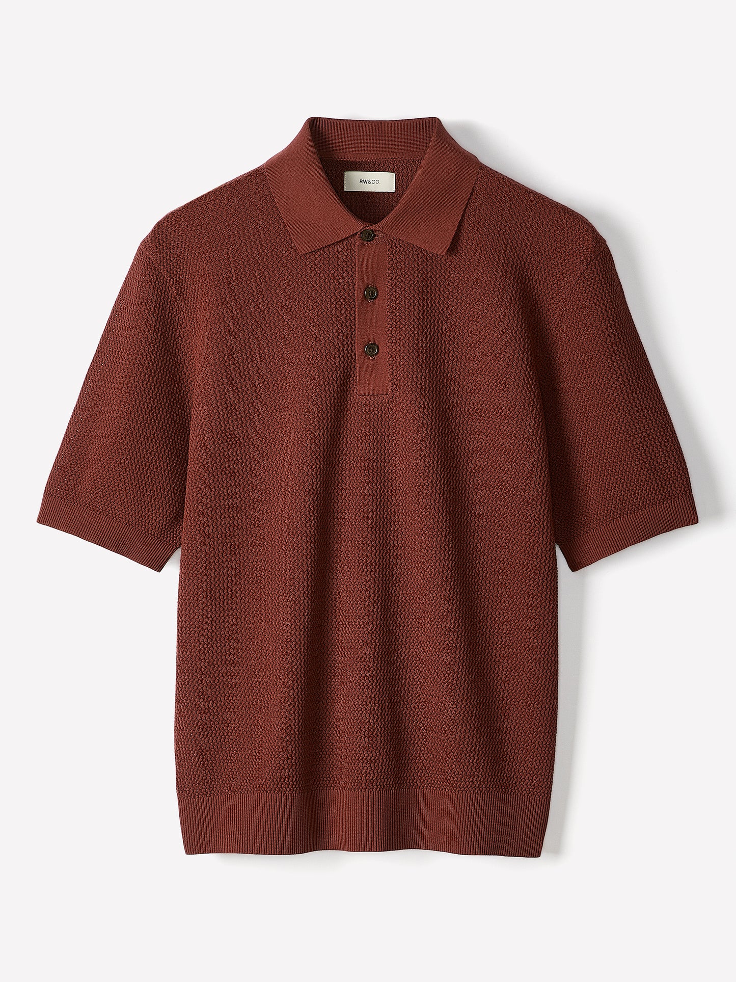 Textured Short-Sleeve Polo Sweater