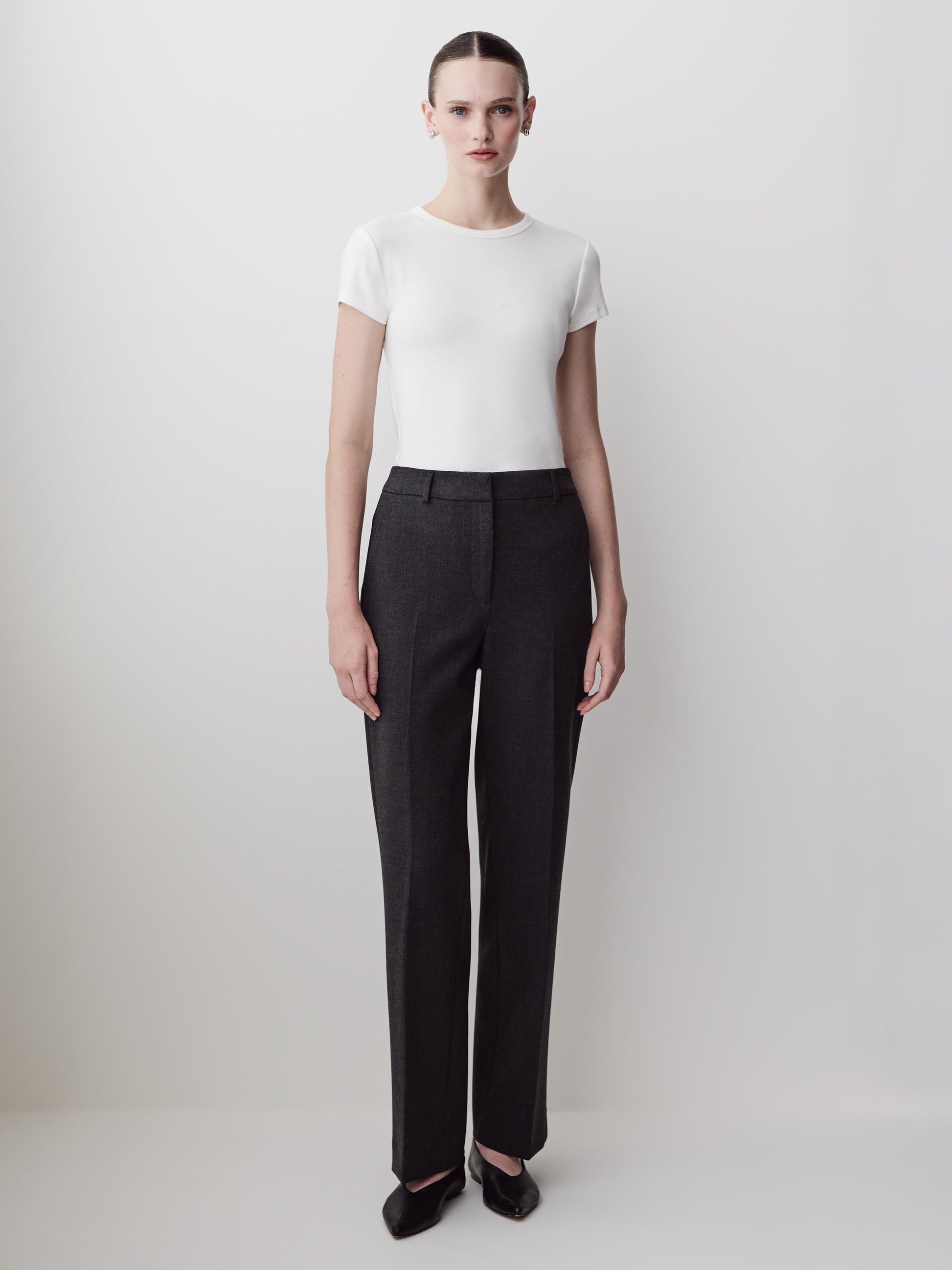 Short-Sleeve Crew-Neck Ribbed Basic Tee