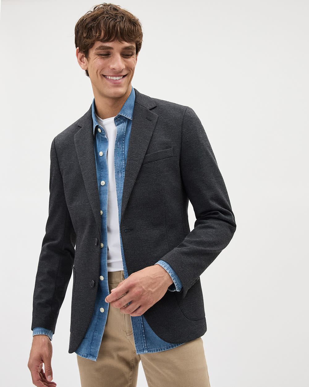 Slim Fit Textured Knit Blazer