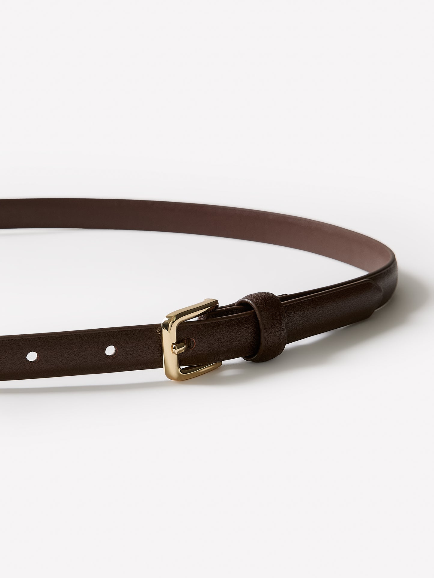 Slim Leather Belt with Square Buckle