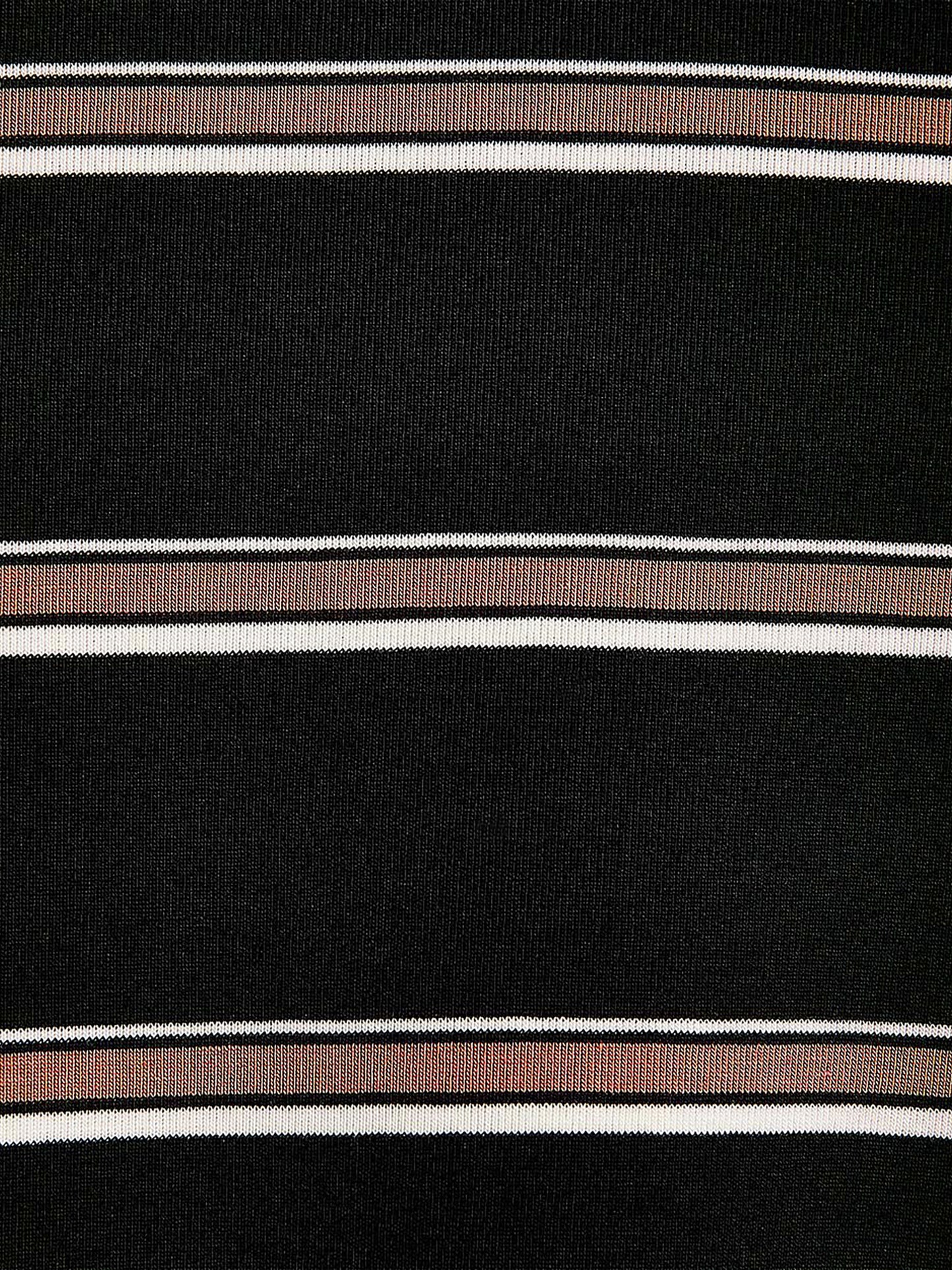 Striped Elbow-Sleeve Crew-Neck Fitted Tee