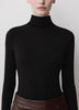Knit Pullover Fitted Stretch Viscose Mock Neck