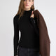Mock-Neck Sweater with Buttons on Sleeves