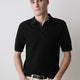 Textured Short-Sleeve Polo Sweater
