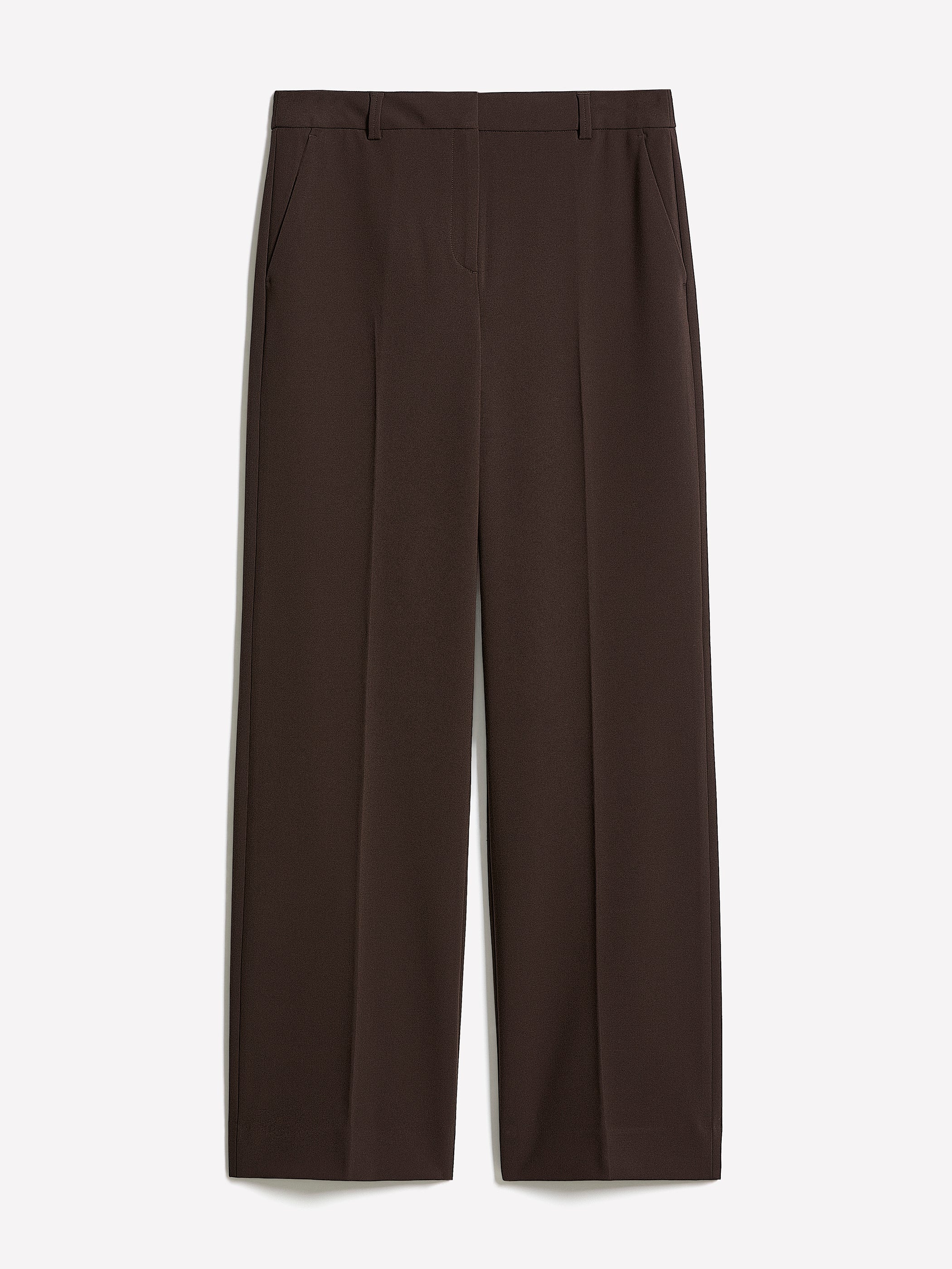 Pantalon en Sergé Épais à Taille Mi-Haute et Jambe Large