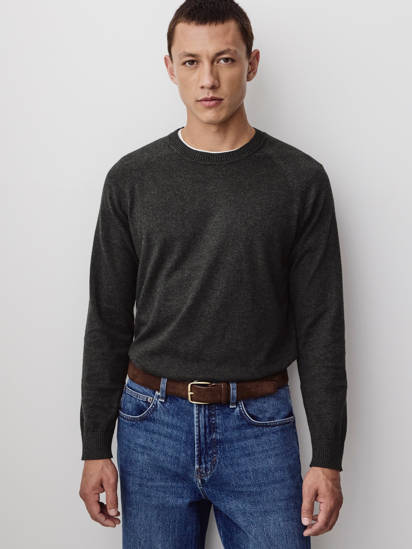 Men's Knit Crewneck Sweater Cotton Blend