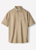 Mens Woven Linen Blend Shirt Regular Fit Short Sleeve