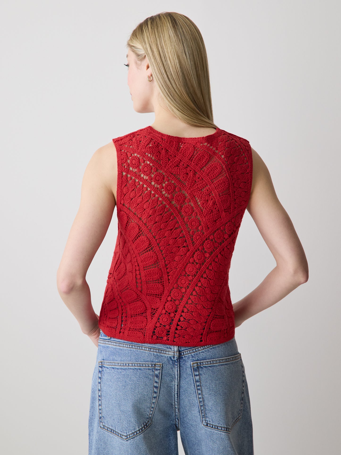 Buttoned-Down Crochet Tank Top