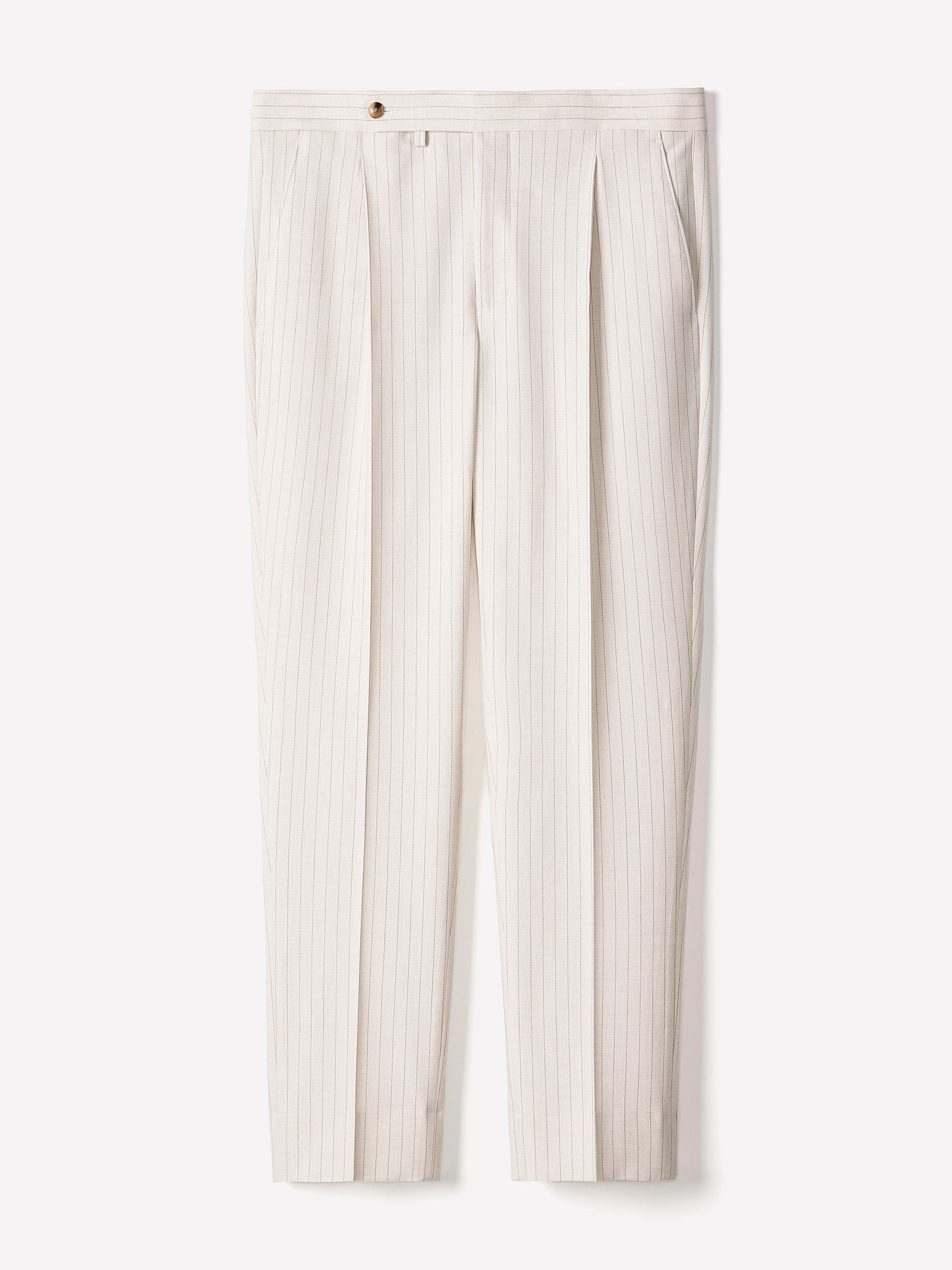 Pleated Tapered-Leg Striped Suit Pant