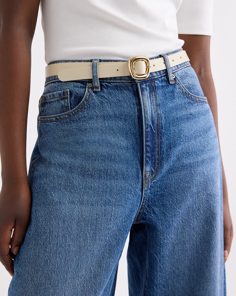 Leather Belt with Sculptural Buckle