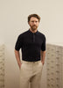 Textured Short-Sleeve Polo Sweater