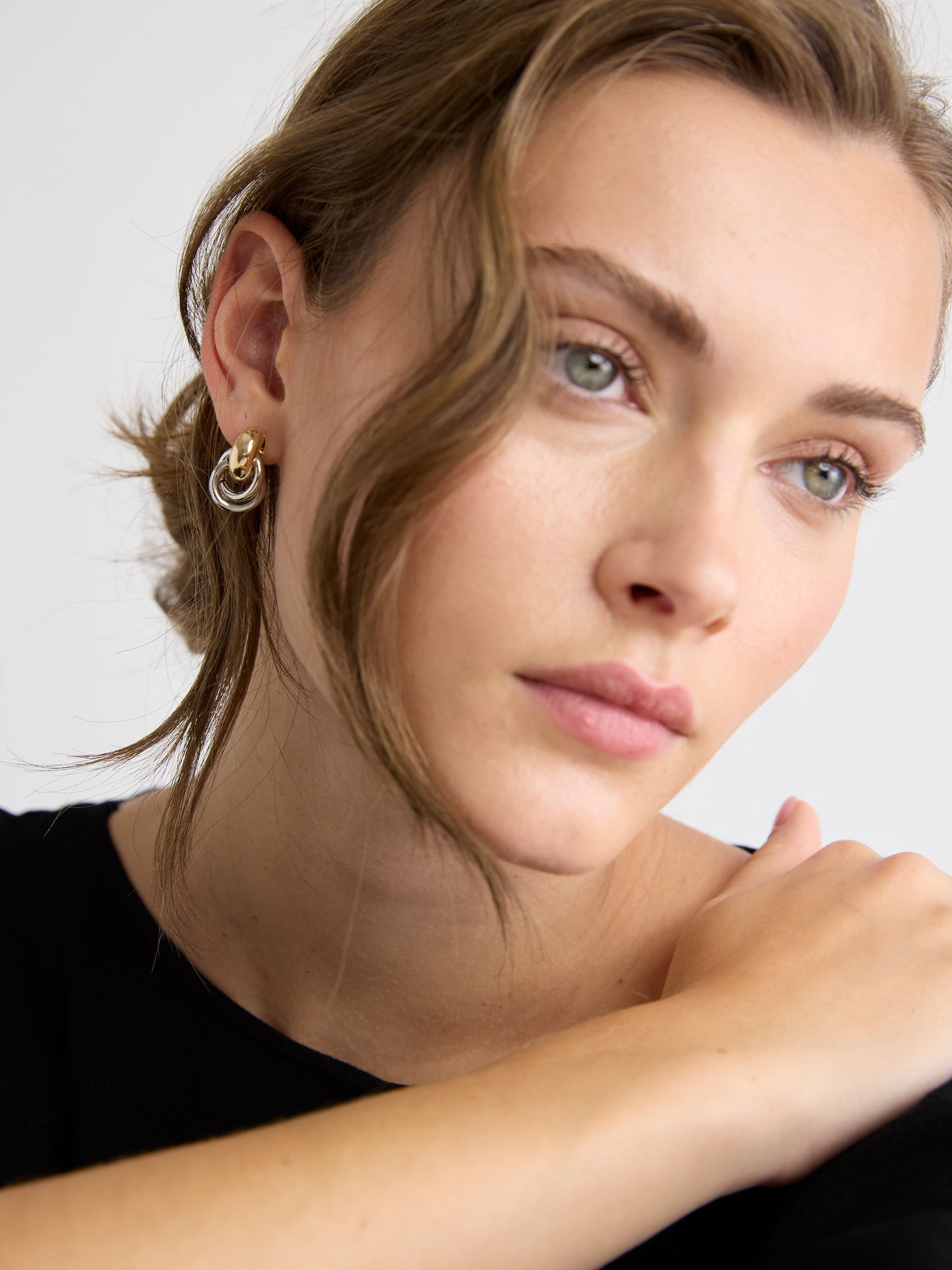 Two-Tone Door-Knocker Earrings
