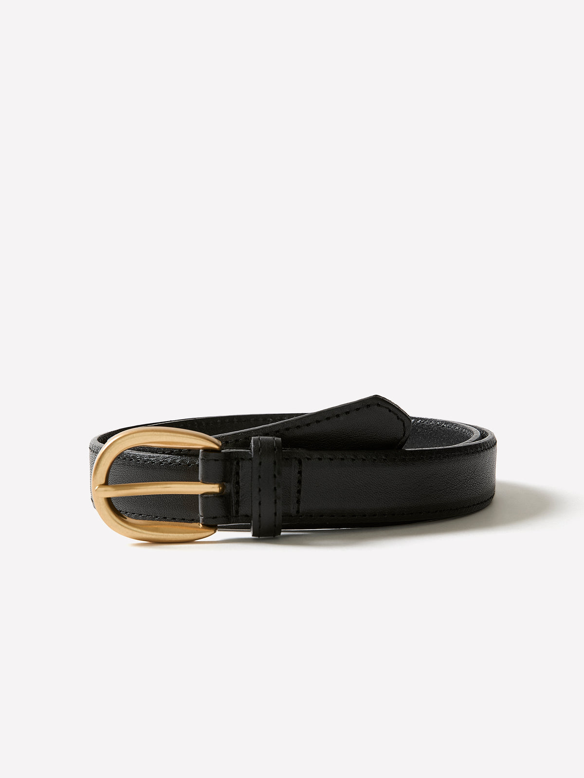Leather Belt with Contrast Stitches