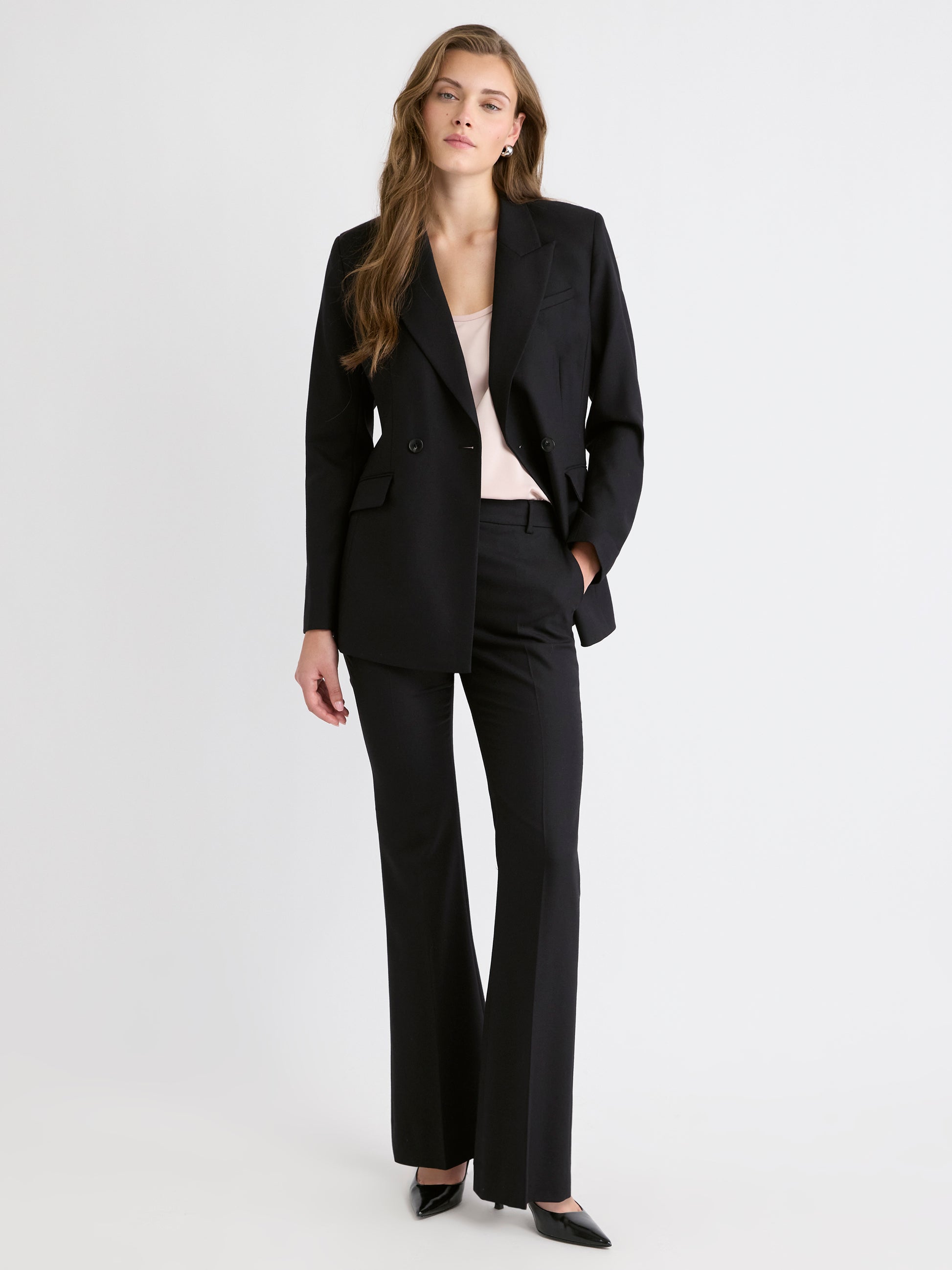 Wool-Blend Mid-Rise Flare-Leg Pant