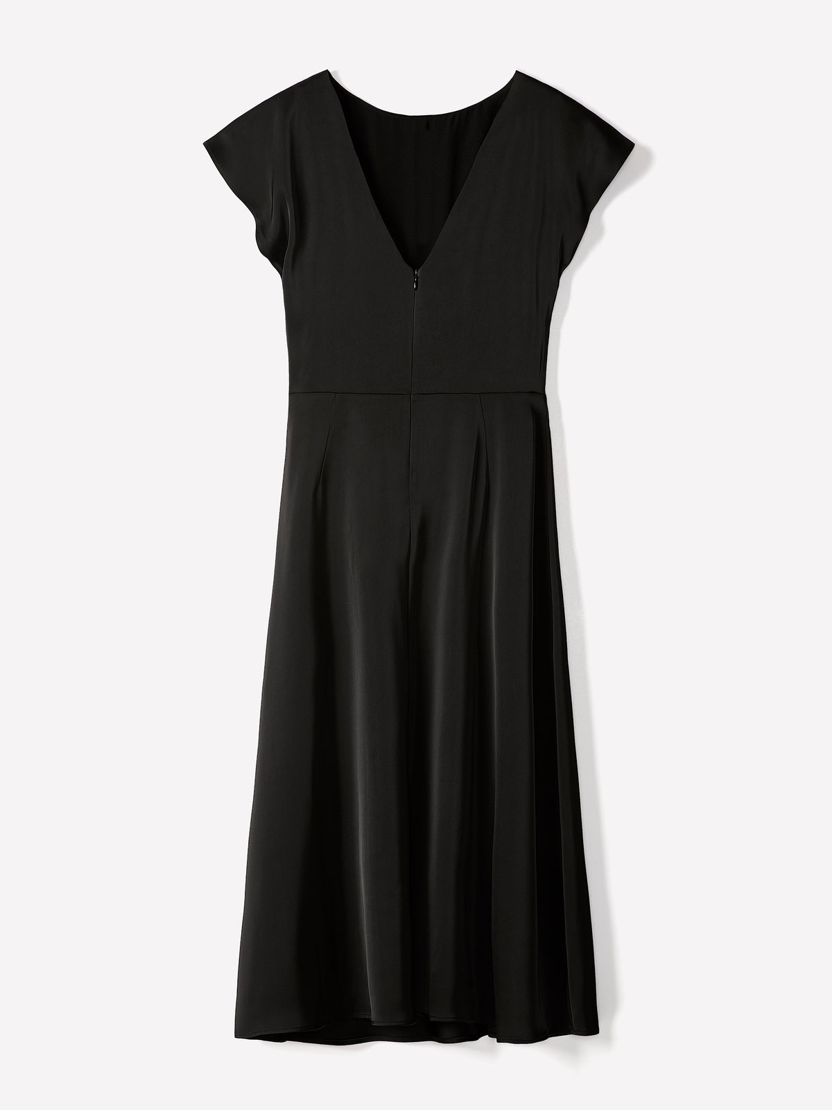 Short-Sleeve Satin Midi Dress with Knot Detail