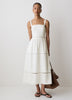 Sleeveless Square-Neck Linen-Blend Midi Dress
