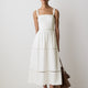 Sleeveless Square-Neck Linen-Blend Midi Dress