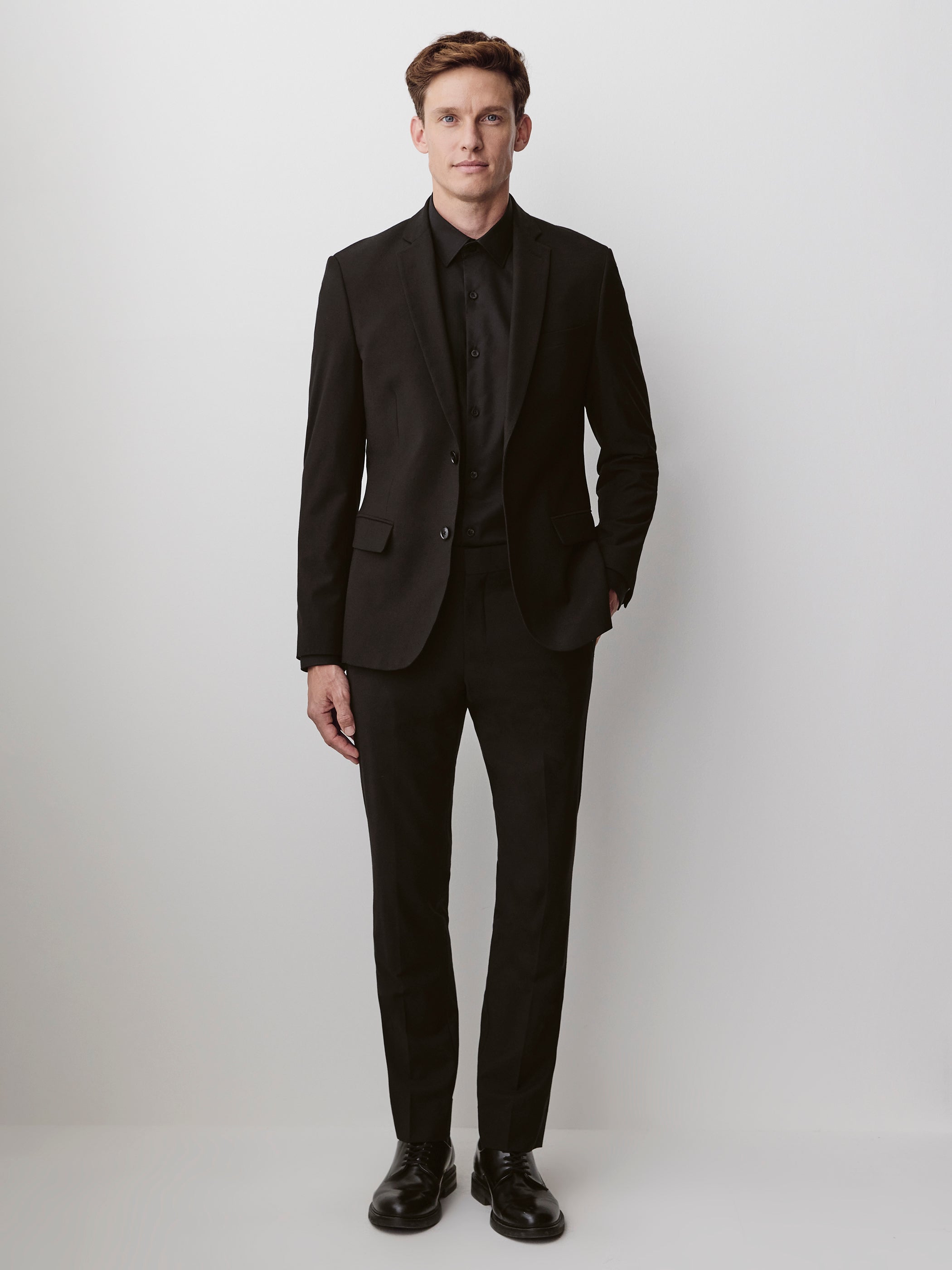 Essential Slim Fit Black Wool-Blend Suit Blazer