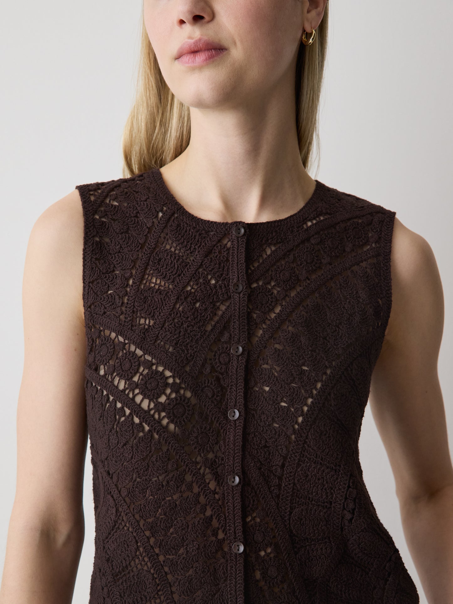 Buttoned-Down Crochet Tank Top