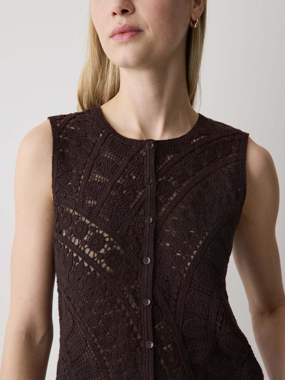 Buttoned-Down Crochet Tank Top