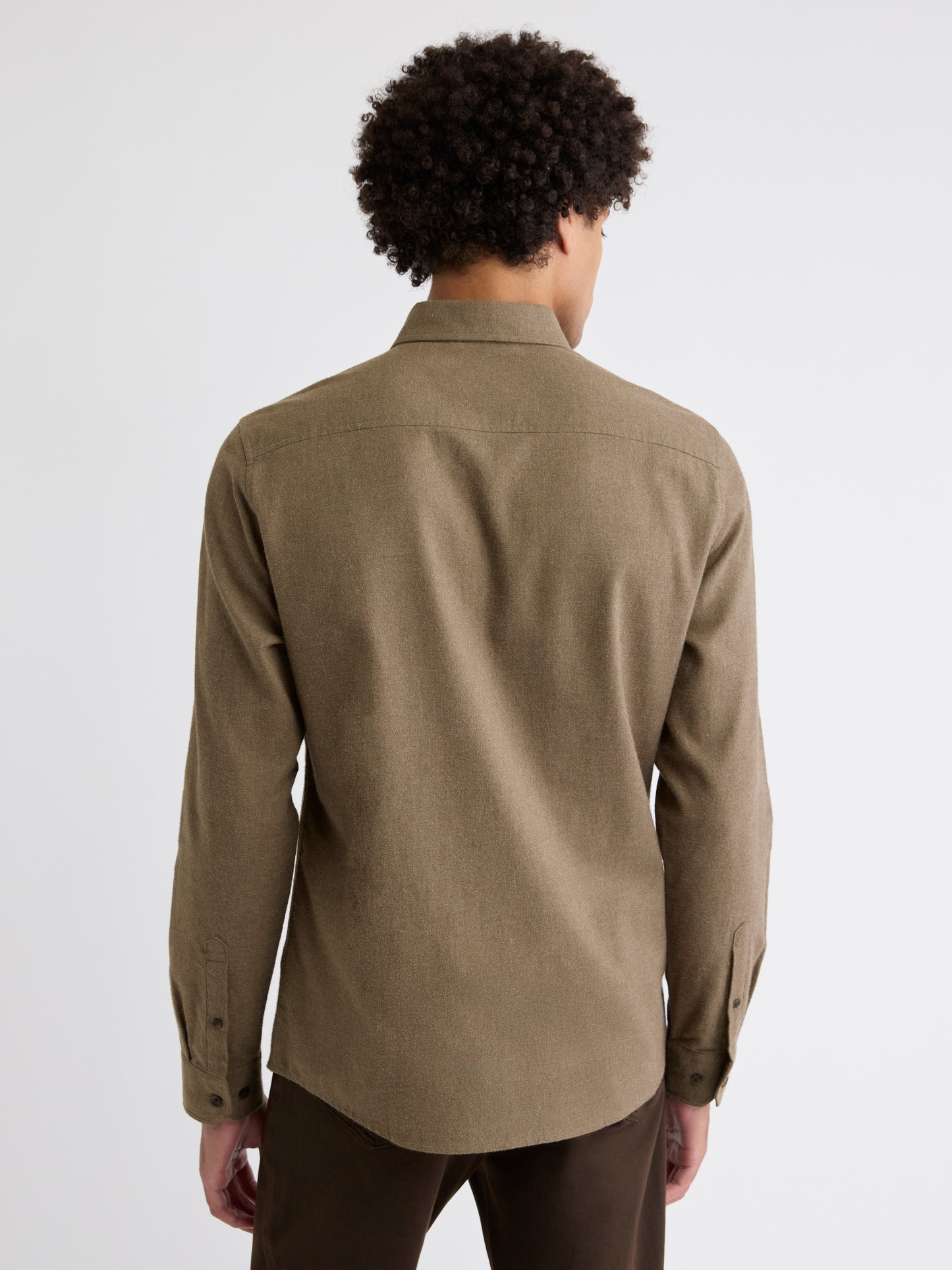 Slim-Fit Solid Flannel Shirt