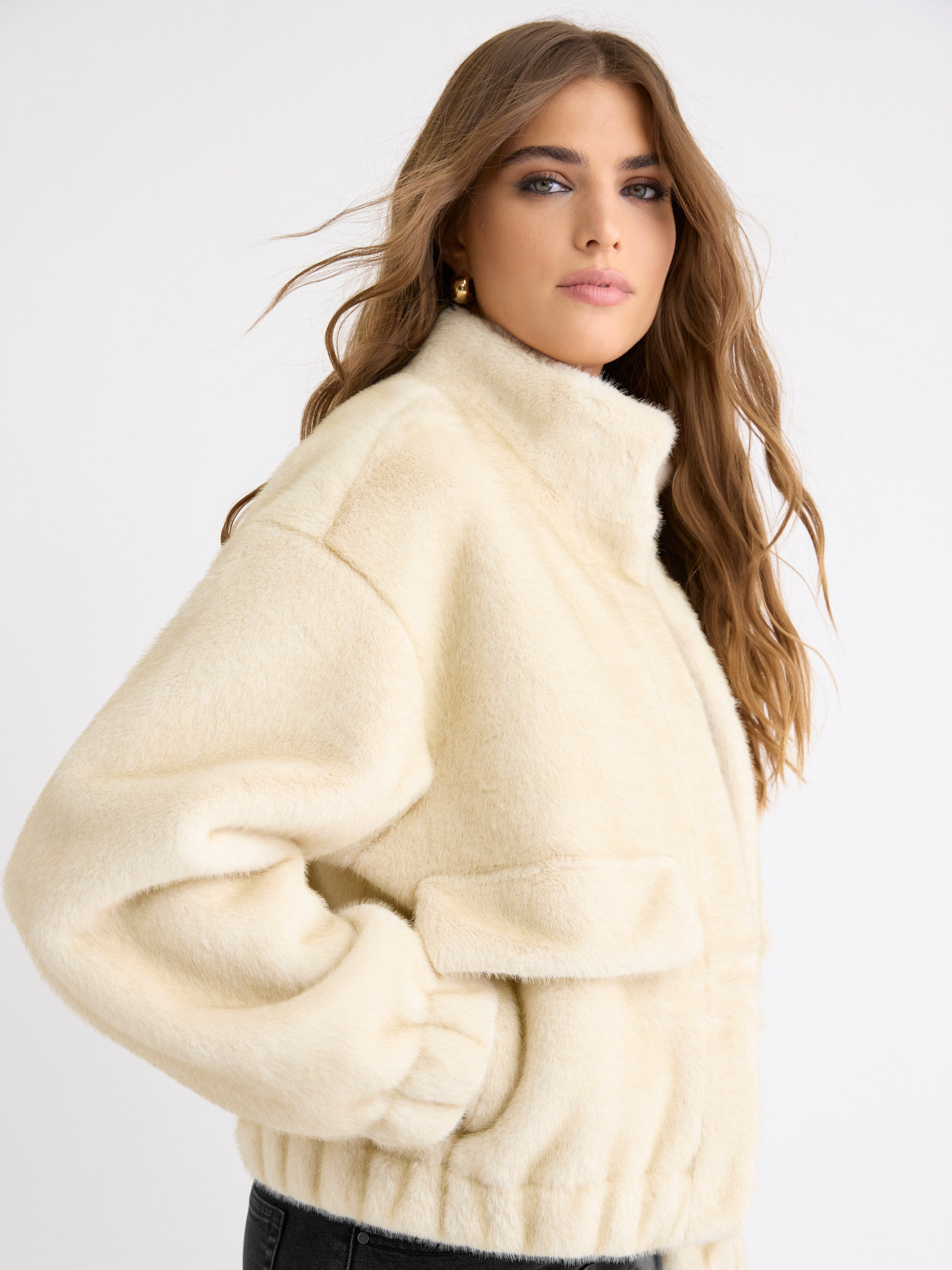 Veste Aviateur en Fausse Fourrure