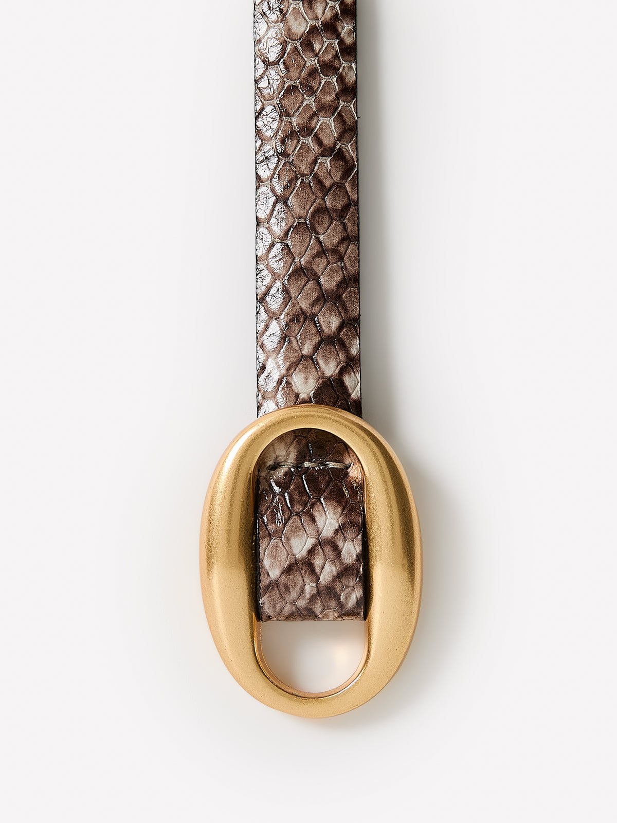 Leather Skinny Belt With Oval Buckle