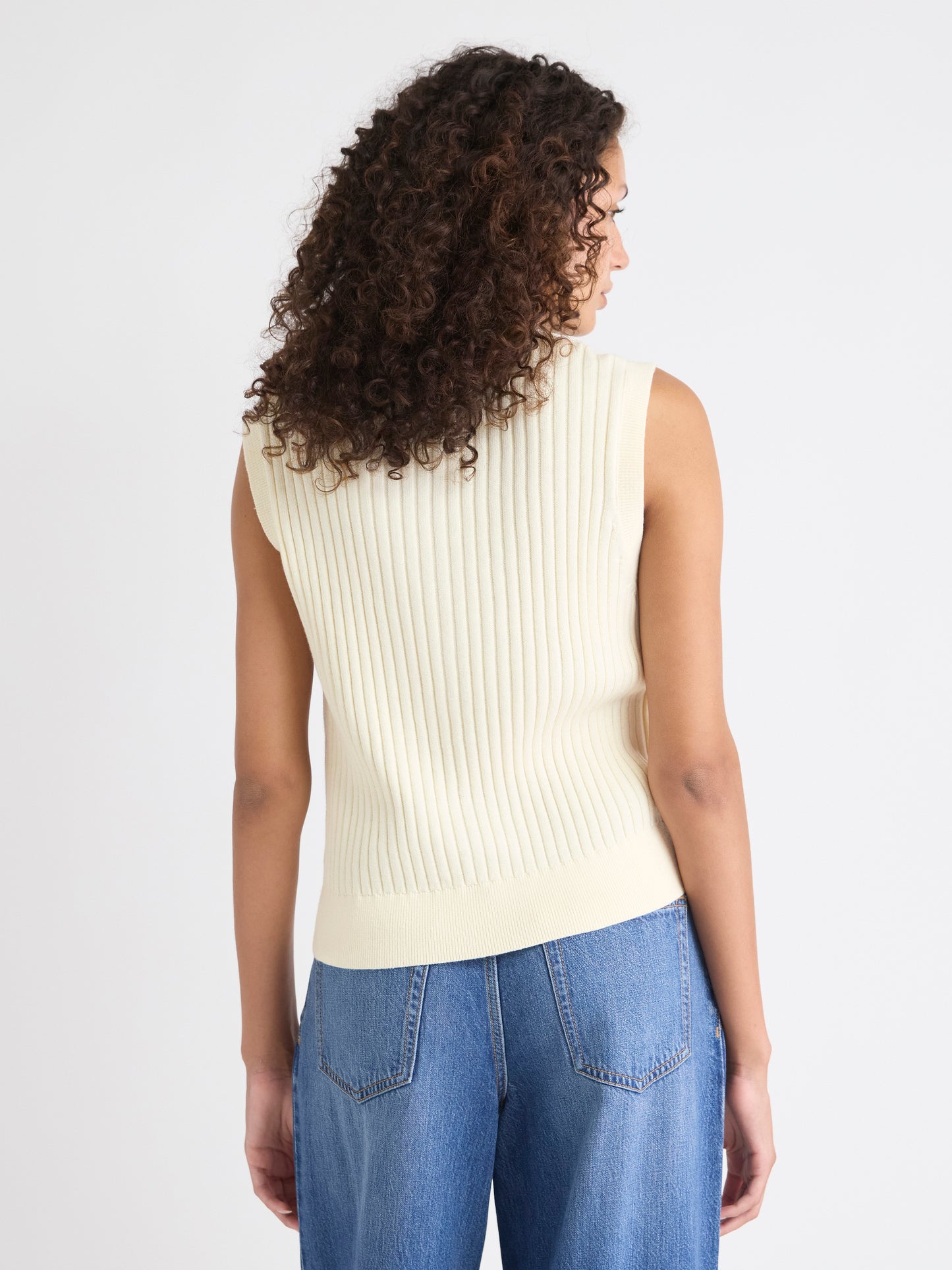 Short Sweater Vest with Henley Neckline