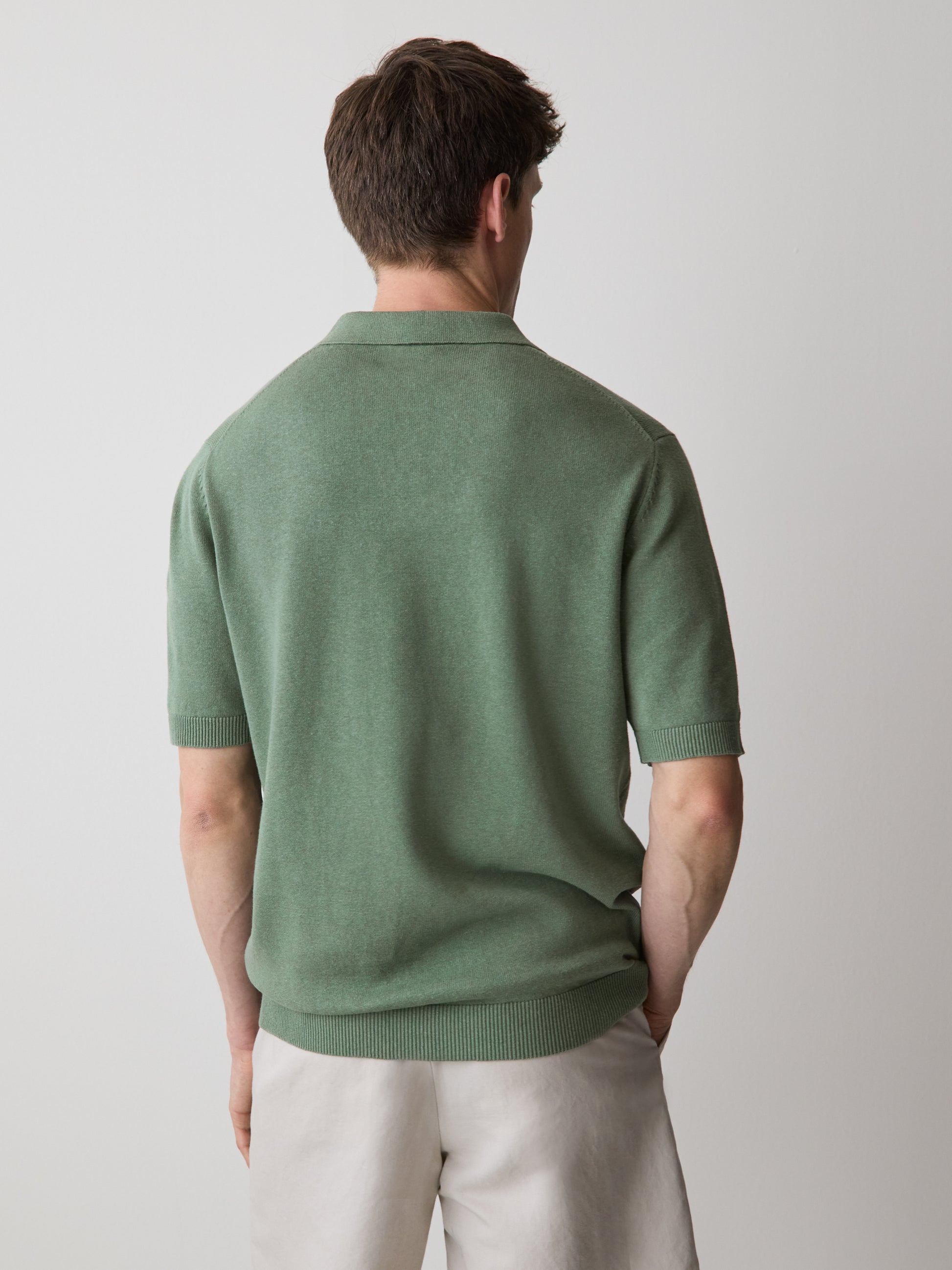 Linen-Blend Short-Sleeve Polo