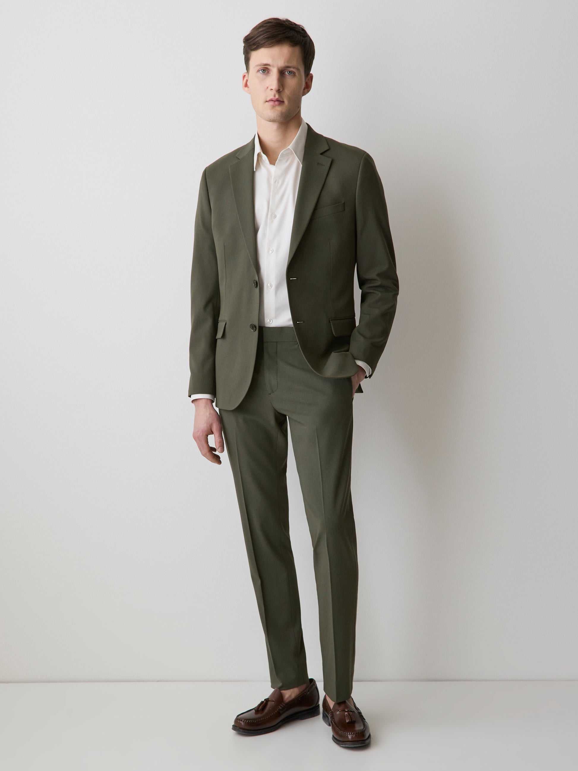 Slim-Fit Dark Green Suit Blazer