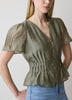 Sleeveless V-Neck Peplum Blouse