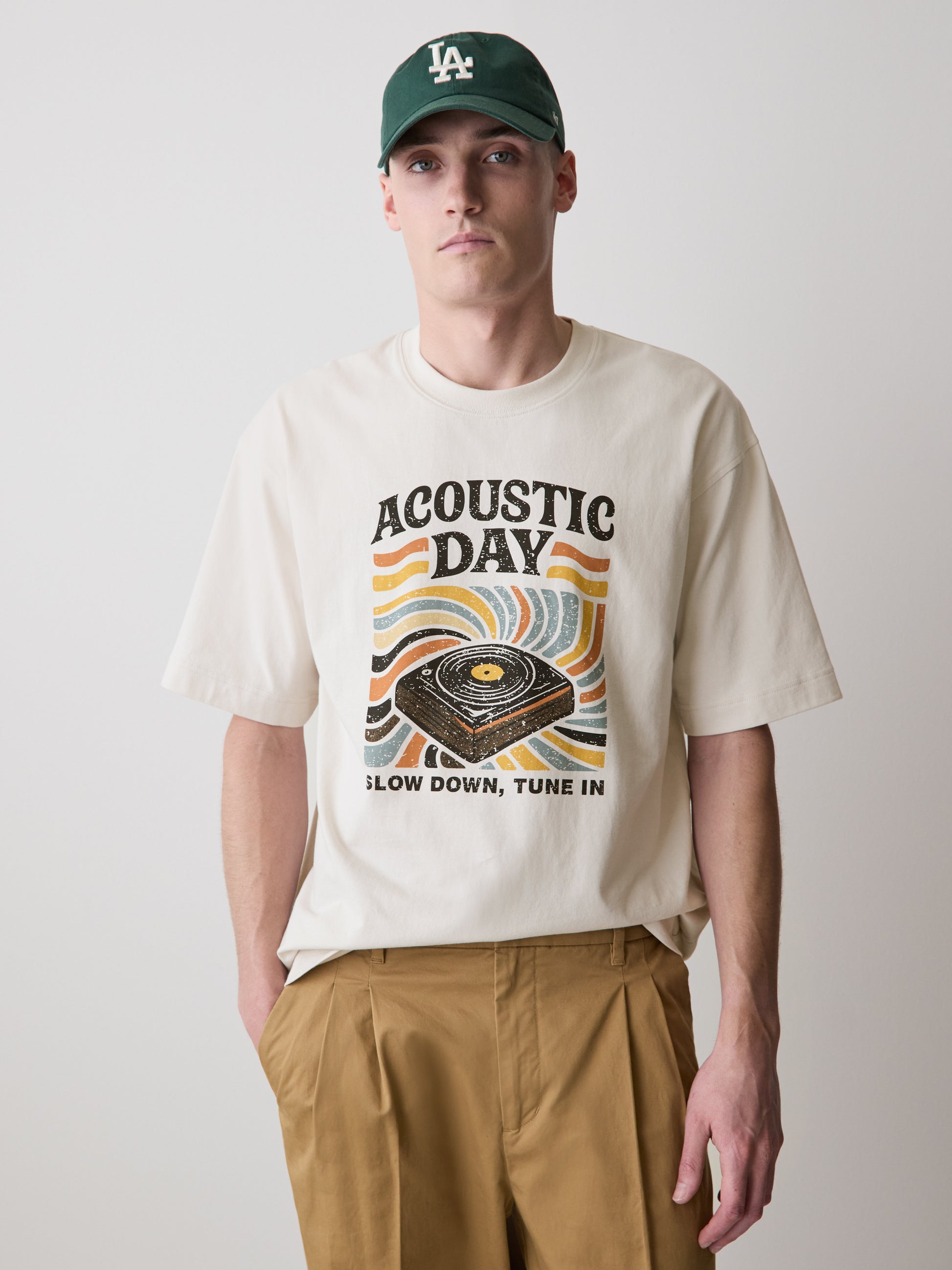 Oversized Short-Sleeve Crew-Neck Tee with Print