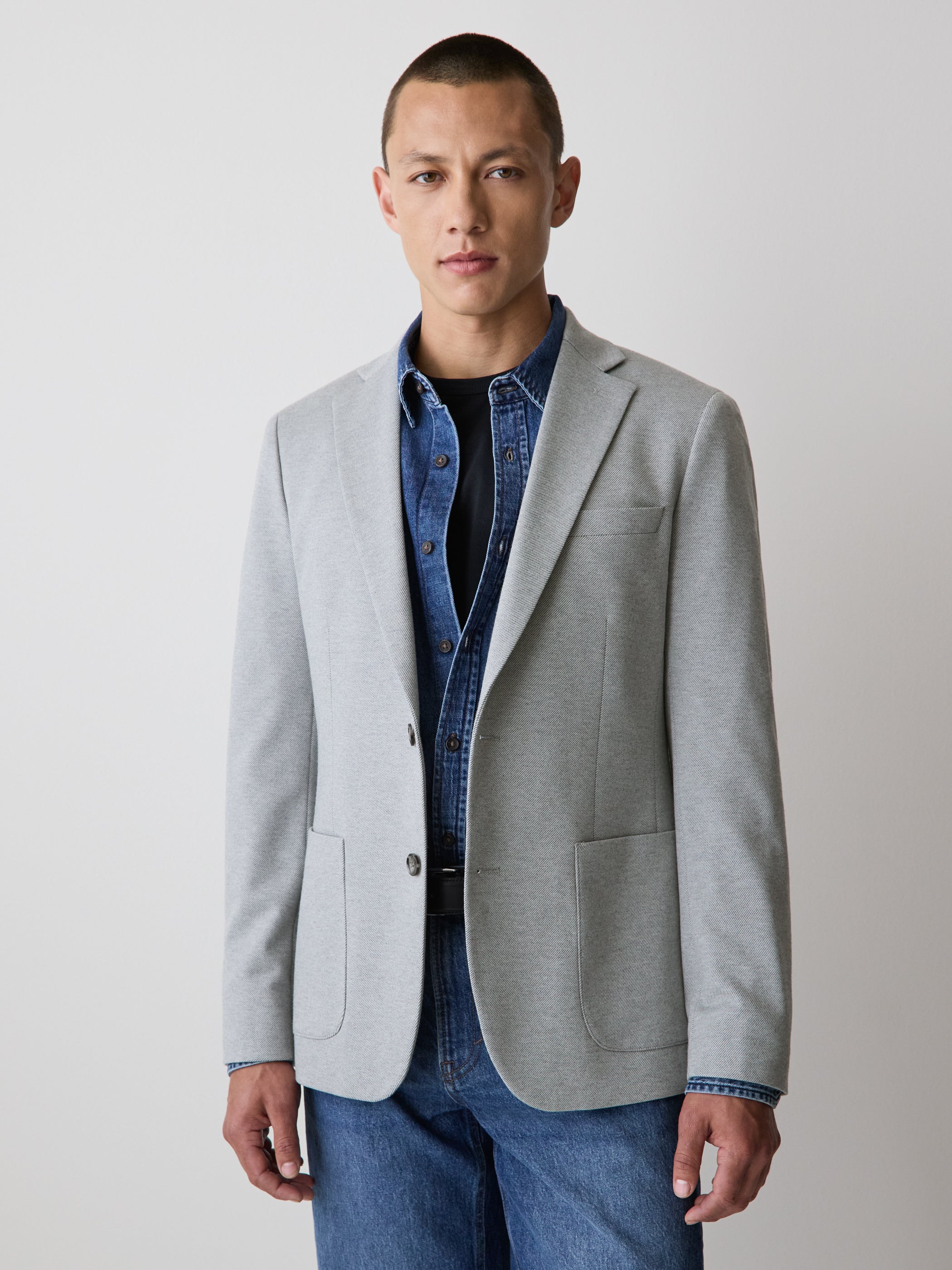 Slim-Fit Knit Blazer