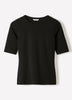Elbow-Sleeve Crew-Neck Fitted Tee