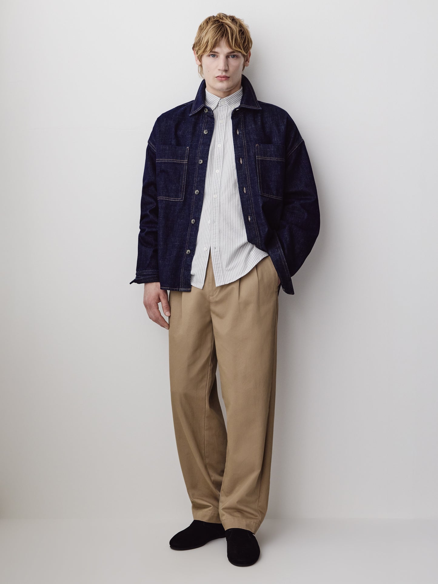 Woven Loose Fit Pleated Cotton Pants